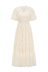 Ruffle Tiered Spotted Tulle Maxi Dress | Dress In Beauty