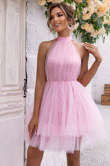 Halter Neck Backless Mesh Dress | Dress In Beauty
