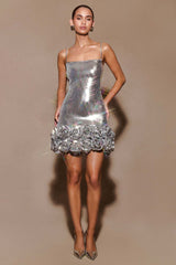 Faye Sequin Flower Mini Dress