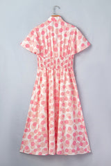 Pink Polka Dot Smocked Waist Midi Dress | Dress In Beauty