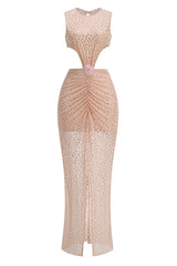 Crystal Embellished Cut Out Gown