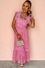 Floral Lace Tied Strap Maxi Dress
