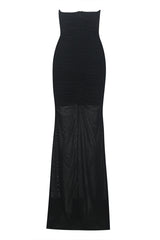 Strapless Plunge Maxi Black Dress | Dress In Beauty