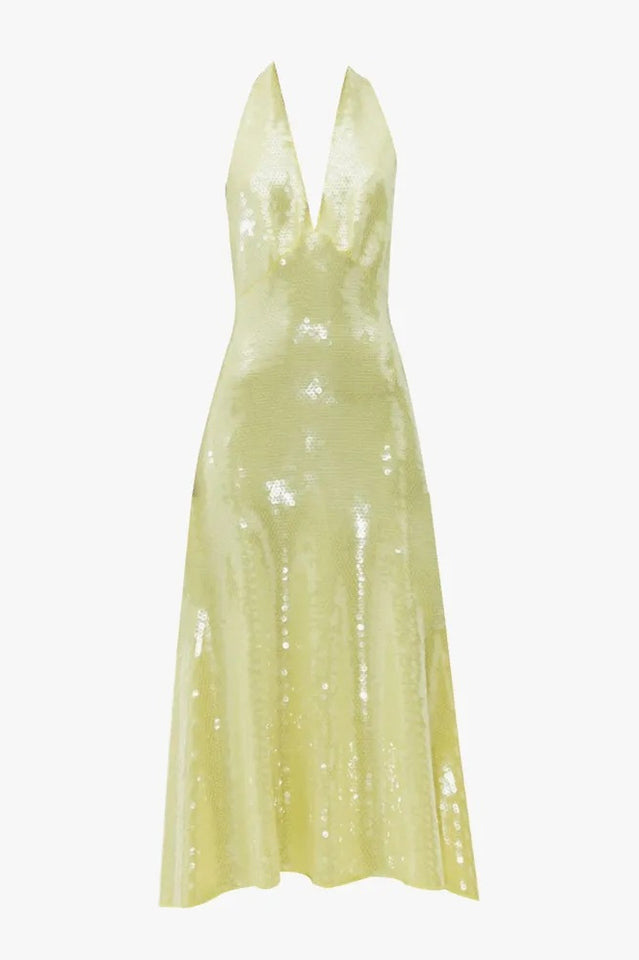 Yellow Viscose Sequined Midi Dress | Dress In Beauty