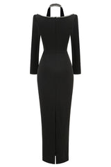 Long Sleeve Crystal Trim Gown | Dress In Beauty