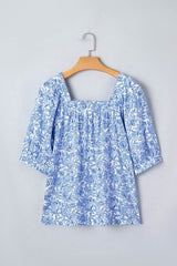 Floral Square Neck Puff Sleeve Blouse | Dress In Beauty