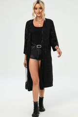 Sequin Open Front Duster Cardigan