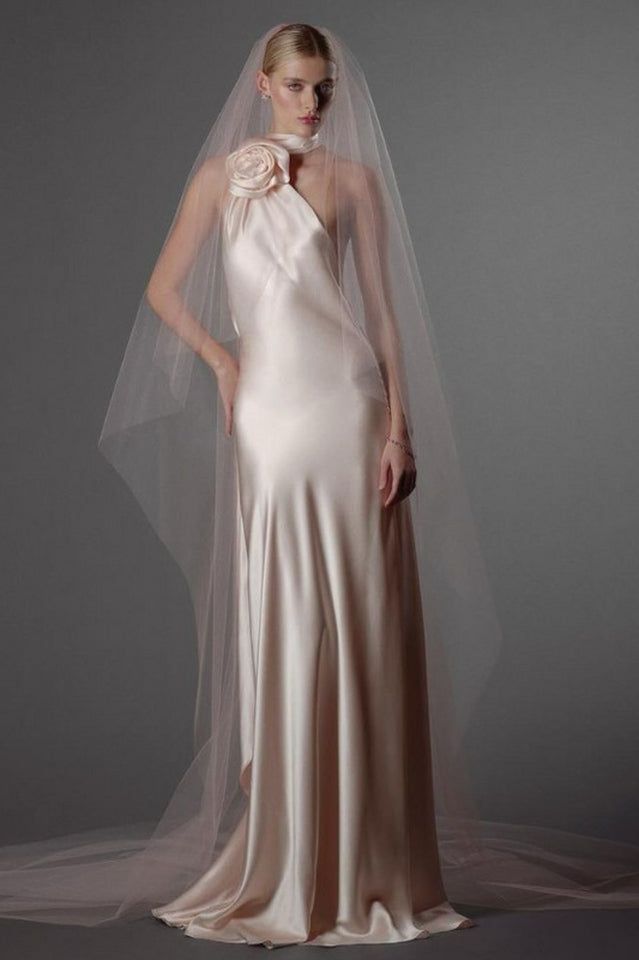 Verna Halter Floral Maxi Satin Dress | Dress In Beauty