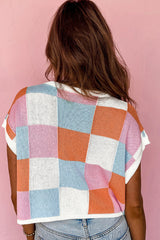 Color Block Cap Sleeve Sweater