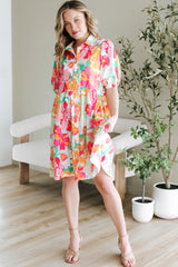 Floral Collar Buttoned Babydoll Dress