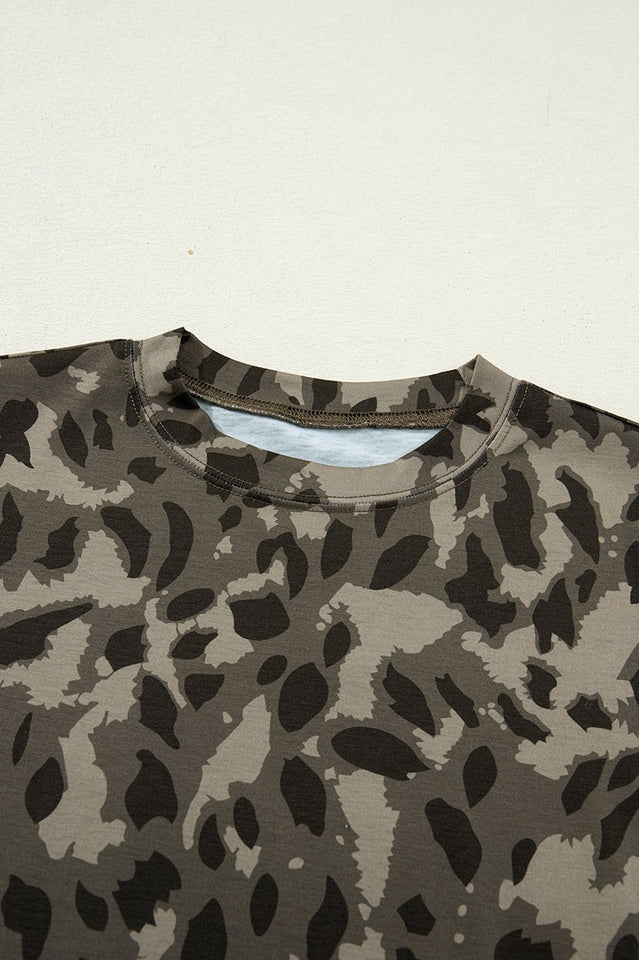 Camo Leopard Print Fitted T-Shirt | Dress In Beauty