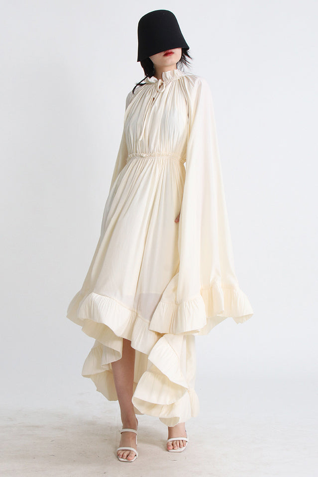 Tie Detailed Ruffled Crepe Dress | Dress In Beauty