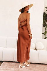 Half Open Back Sleeveless Silky Dress | Dress In Beauty