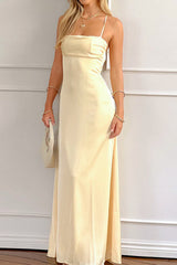 Blaise Yellow Satin Maxi Dress
