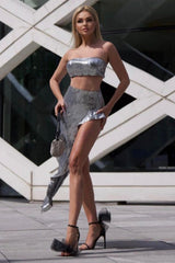 Sequined Bandeau Two Piece Suit | Dress In Beauty