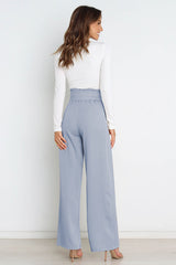 High Waist Belted Straight Leg Pants