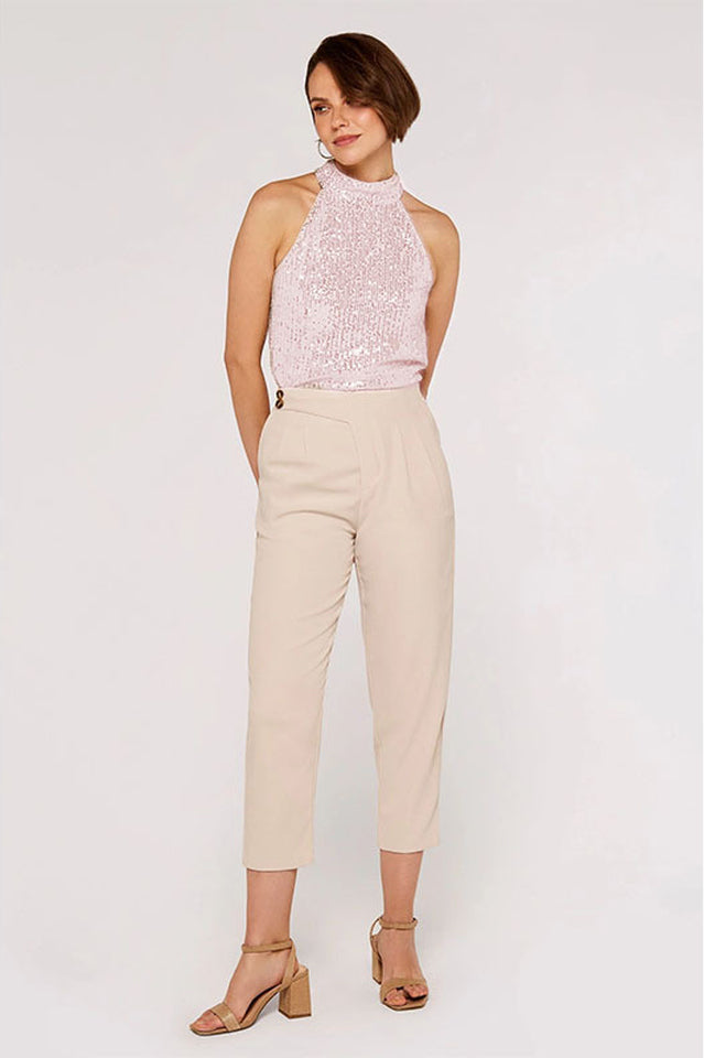 Apricot Sequin Halter Neck Top | Dress In Beauty