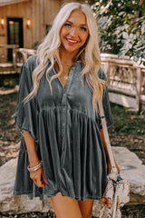 Chestnut Ruffle Velvet Tunic Top | Dress In Beauty