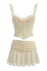 Amelia Corset Lace Up Ruffle Skirt Set