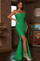 Sequins One Shoulder Slits Long Dress | Dress In Beauty