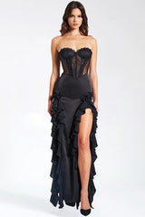 Talia Satin Lace Corset Maxi Dress | Dress In Beauty