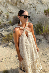 3D Flower Patchwork Halter Maxi Dress | Dress In Beauty