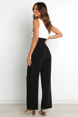 High Waist Belted Straight Leg Pants