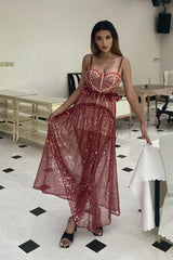 Barrett Sequined Mesh & Lace Maxi Dress | Dress In Beauty