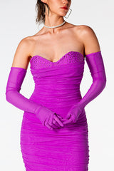 Adeline Grape Midi Halter Neck Dress | Dress In Beauty