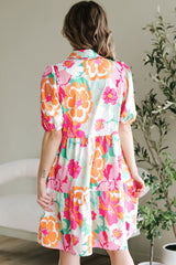 Floral Collar Buttoned Babydoll Dress