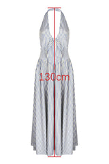 Mackenna Stripe Halter Smock Back Dress