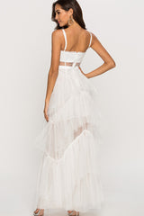 Jasmine Long Spaghetti Strap Mesh Corset Gown | Dress In Beauty