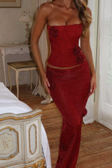 Roline Strapless Flowers Maxi Set