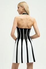 Halter Neck Knit Mini Dress