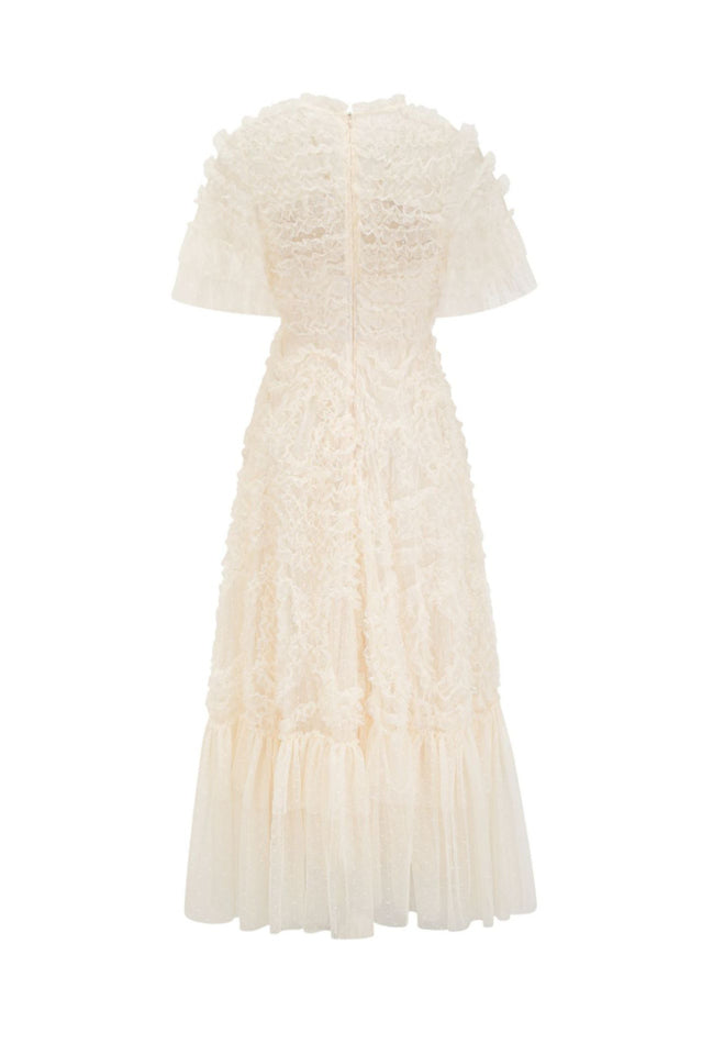 Ruffle Tiered Spotted Tulle Maxi Dress | Dress In Beauty