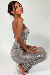 One Shoulder Metallic Maxi Dress | Dress In Beauty