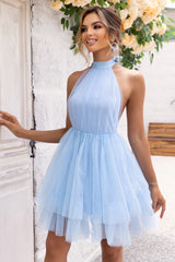 Halter Neck Backless Mesh Dress | Dress In Beauty