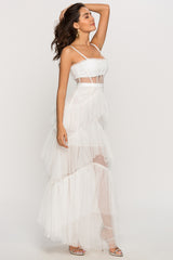 Jasmine Long Spaghetti Strap Mesh Corset Gown | Dress In Beauty