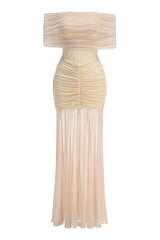 Caspian Slinky And Mesh Maxi Dress