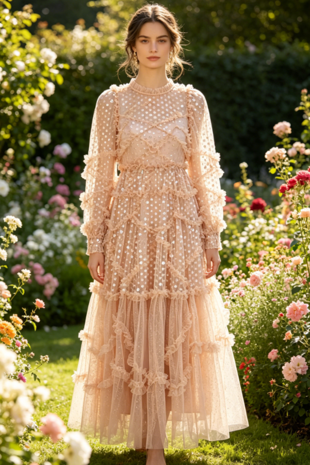 Polka Dot Sequin Embellishment Tulle Dress | Dress In Beauty