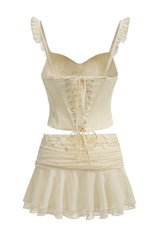 Amelia Corset Lace Up Ruffle Skirt Set