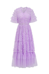 Ruffle Tiered Spotted Tulle Maxi Dress | Dress In Beauty