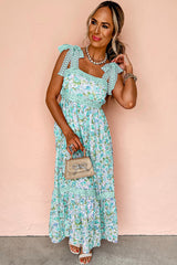 Floral Lace Tied Strap Maxi Dress
