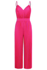 V Neck Pleated Jumpsuit