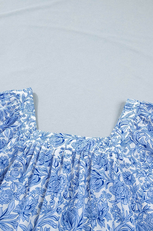 Floral Square Neck Puff Sleeve Blouse | Dress In Beauty