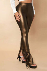 Faux Leather Split Flare Pants | Dress In Beauty