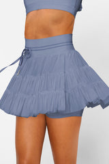 High Waist Plain Mesh Skort