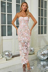 Kamames Strapless Floral Sequined Maxi Dress