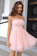 Strapless A Line Tulle Homecoming Dress | Dress In Beauty