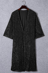 Sequin Open Front Duster Cardigan
